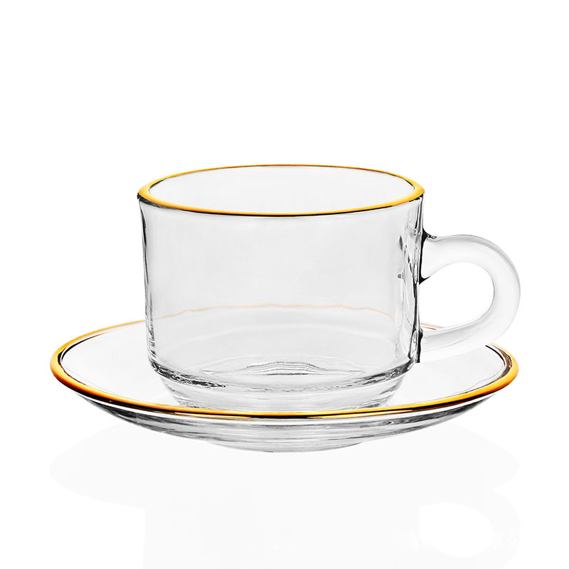 Espresso Cup Saucer - Cangkir kopi tepi emas, mug Pasangan