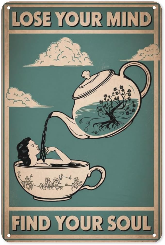 Coffee Tea Nook - Seni Dinding Logam Zen Tanda Timah