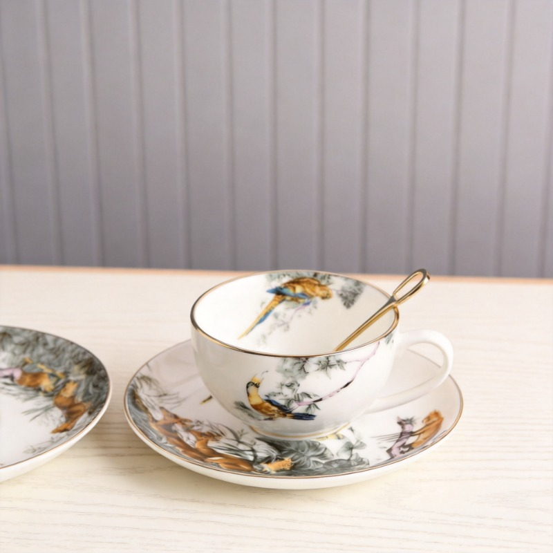 Coffee Tea Love - Set Cangkir dan Piring Kopi Motif
