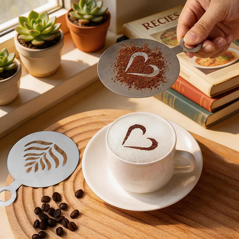 Coffee Stencil Art - 4 Pcs Set Stensil Kopi Stainless