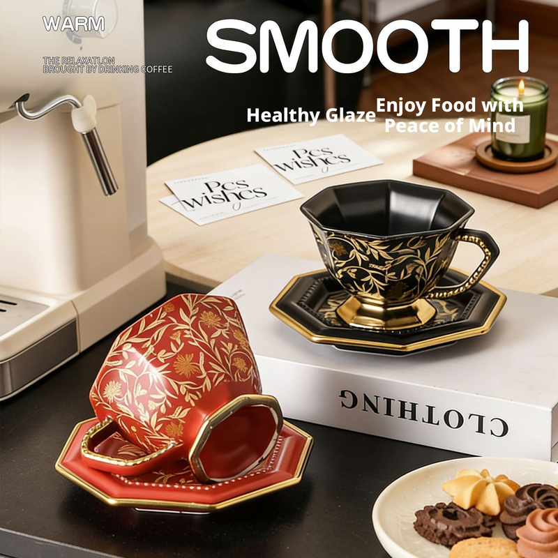 Coffee Tea Festival - Set Cangkir Kopi Keramik Vintage Bentuk
