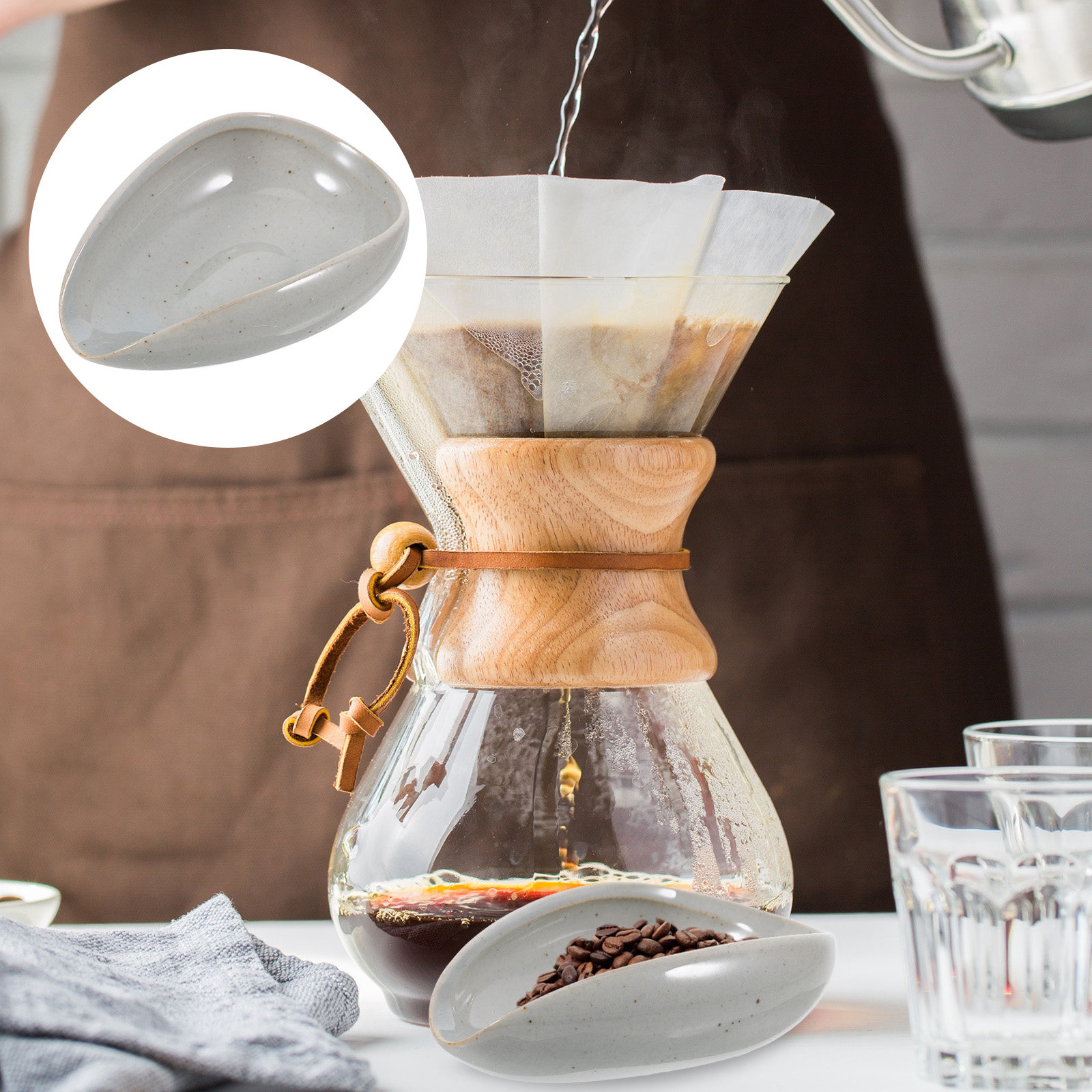 Coffee Tea And Leaf - Nampan Keramik untuk Biji Kopi, Cangkir