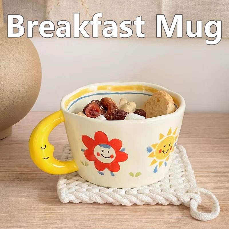 Coffee Tea Love - Mug keramik lukisan tangan indah dengan