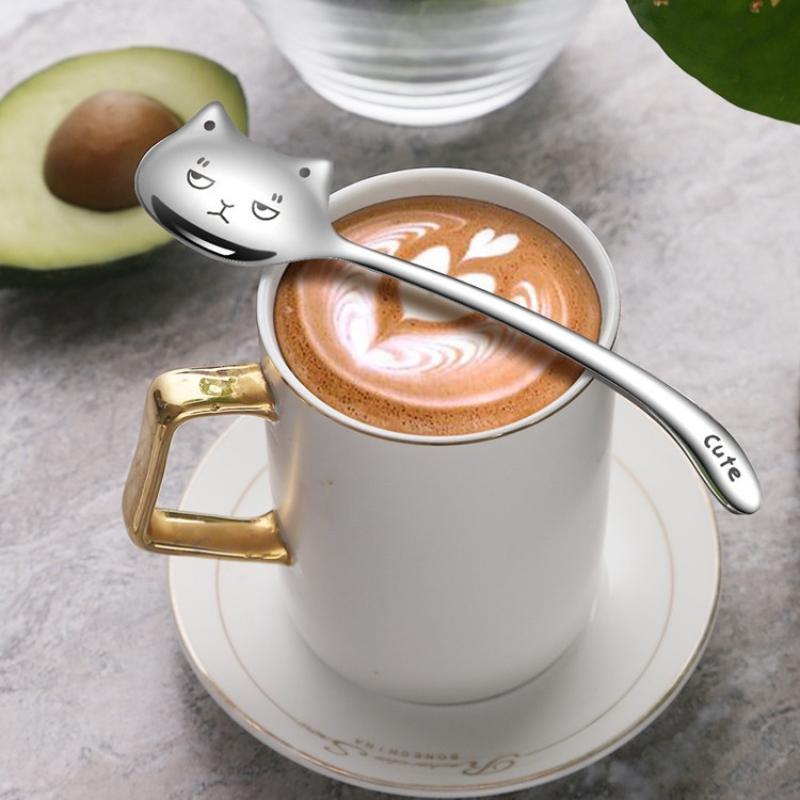 Coffee Tea Uses - Sendok Kucing Lucu dari Baja Tahan