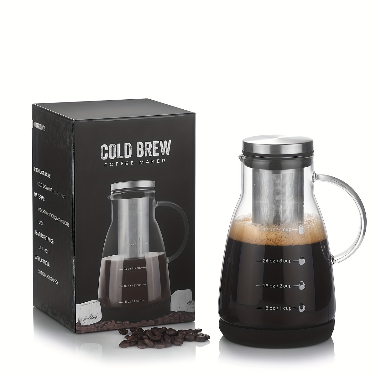 Coffee And Tea Glass - Pitcher Kopi Dingin Klasik 24oz, Pembuat