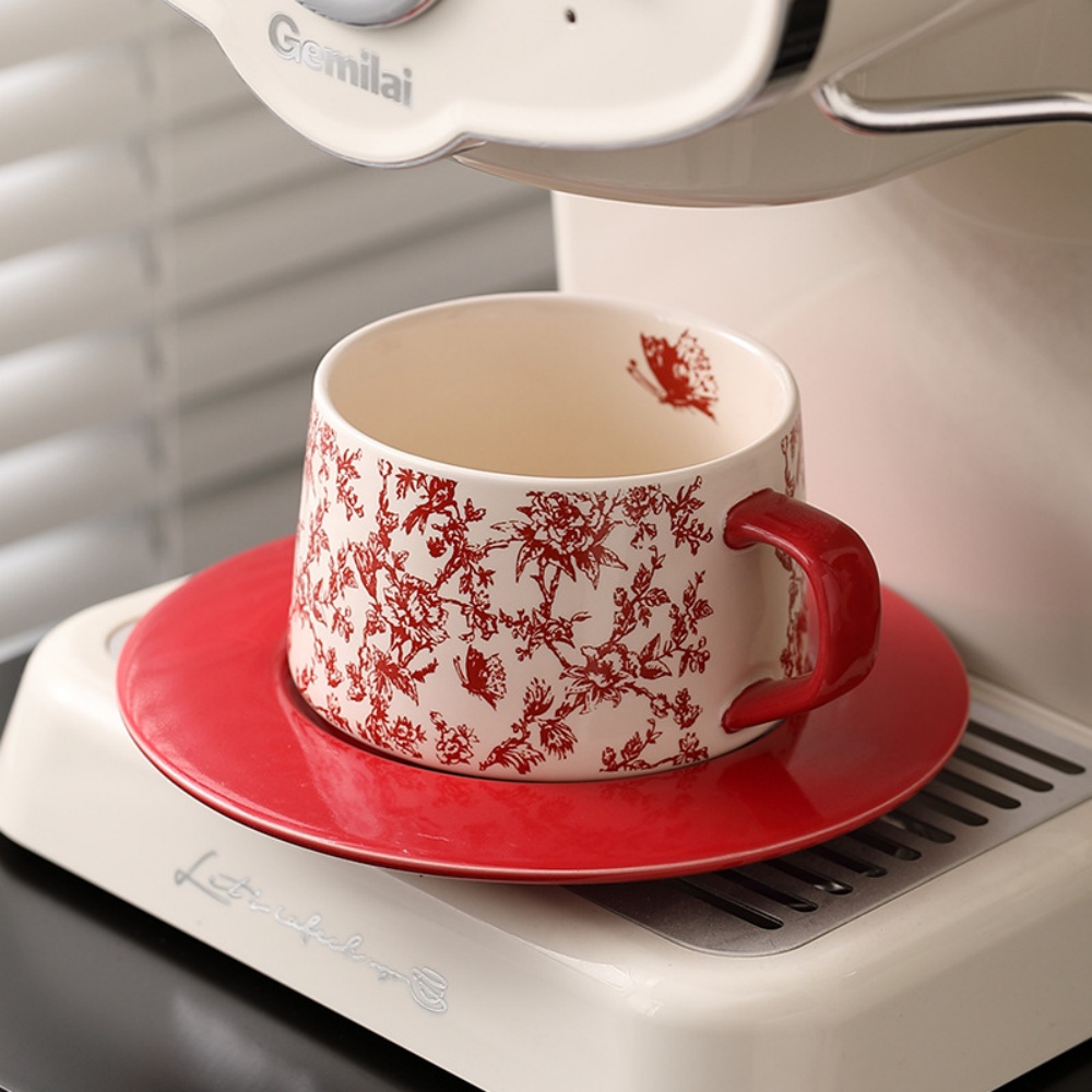 Espresso Cup Saucer - Cangkir Kopi Motif Bunga Vintage Dengan