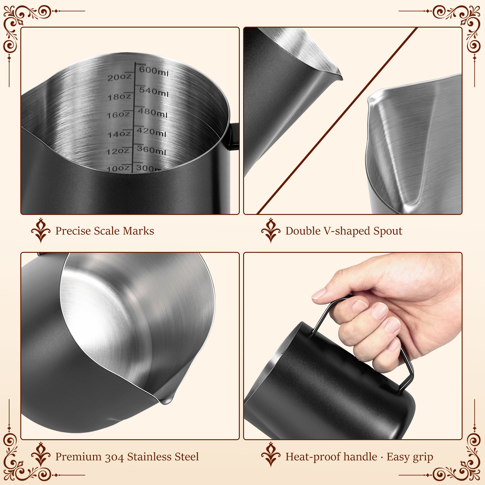 600ml Jug Pembuat Busa Susu St - Barista Milk Jug ulasan dan harga