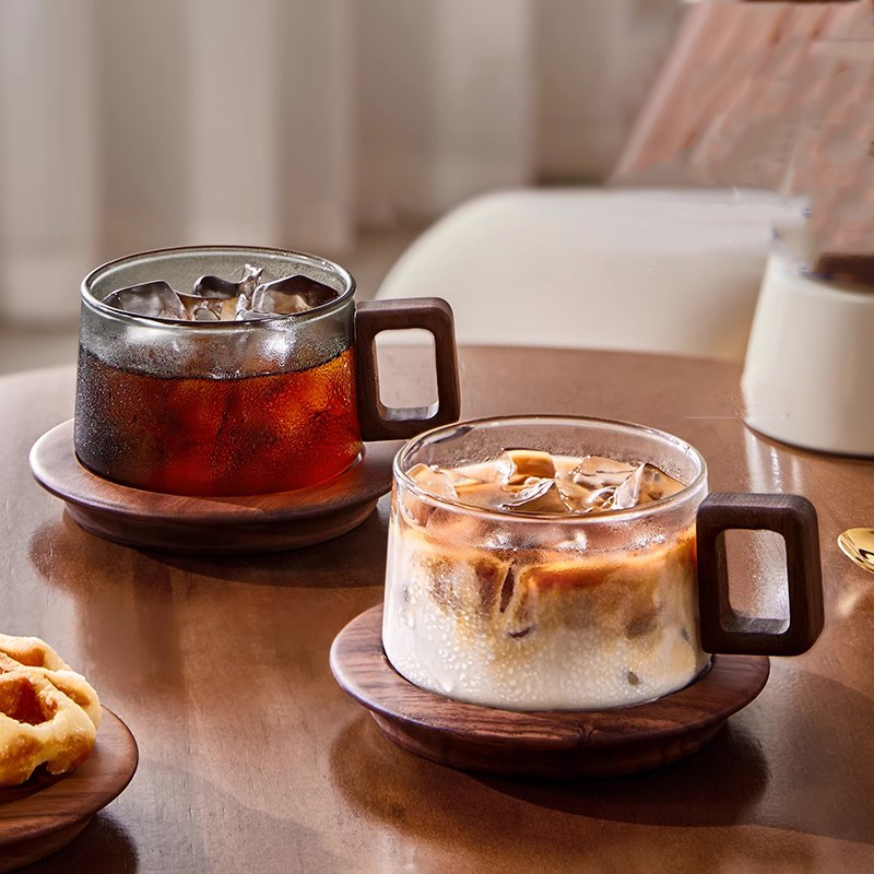 Mug Kopi Gagang Kayu dengan Se - Espresso Cup Saucer ulasan dan harga
