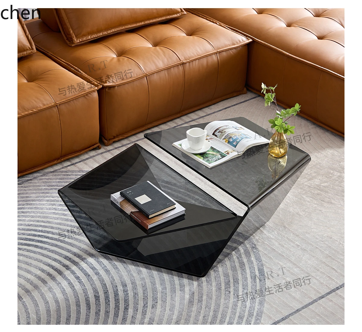 W5.19 Meja Kopi Kaca Kreatif M - Coffee Tea Home ulasan dan harga