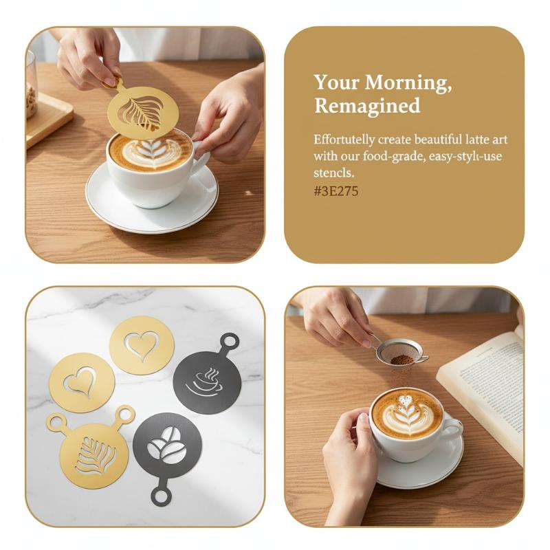 4Pcs Set Stencil Kopi Stainles - Coffee Stencil Art ulasan dan harga