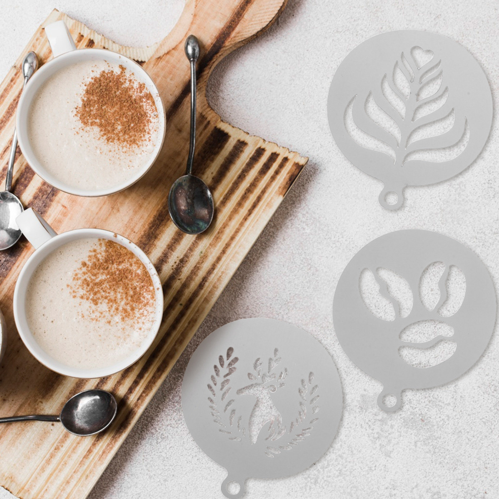 4 Buah Stensil Kopi Baja Tahan - Coffee Stencil Art ulasan dan harga