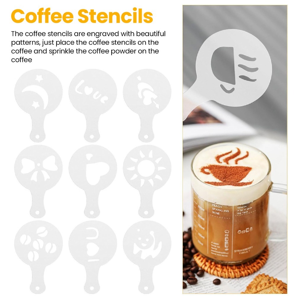 Pena Seni Latte Baja Tahan Kar - Coffee Stencil Art ulasan dan harga