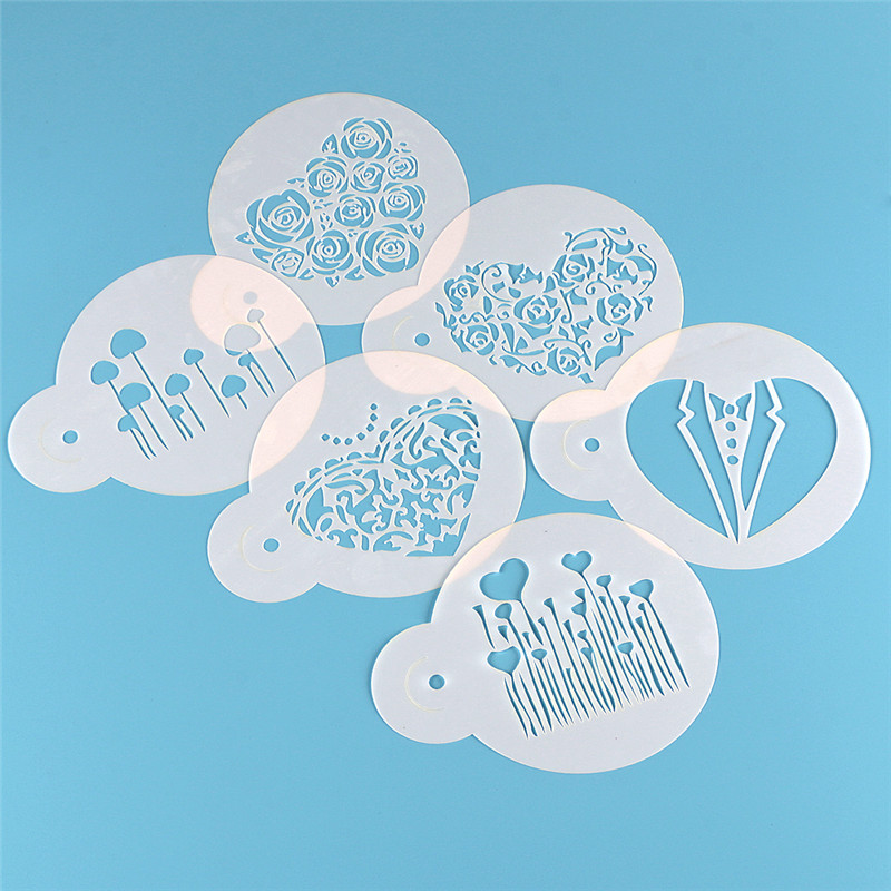 Aomily 6 buah/Set Hari Valenti - Coffee Stencil Art ulasan dan harga