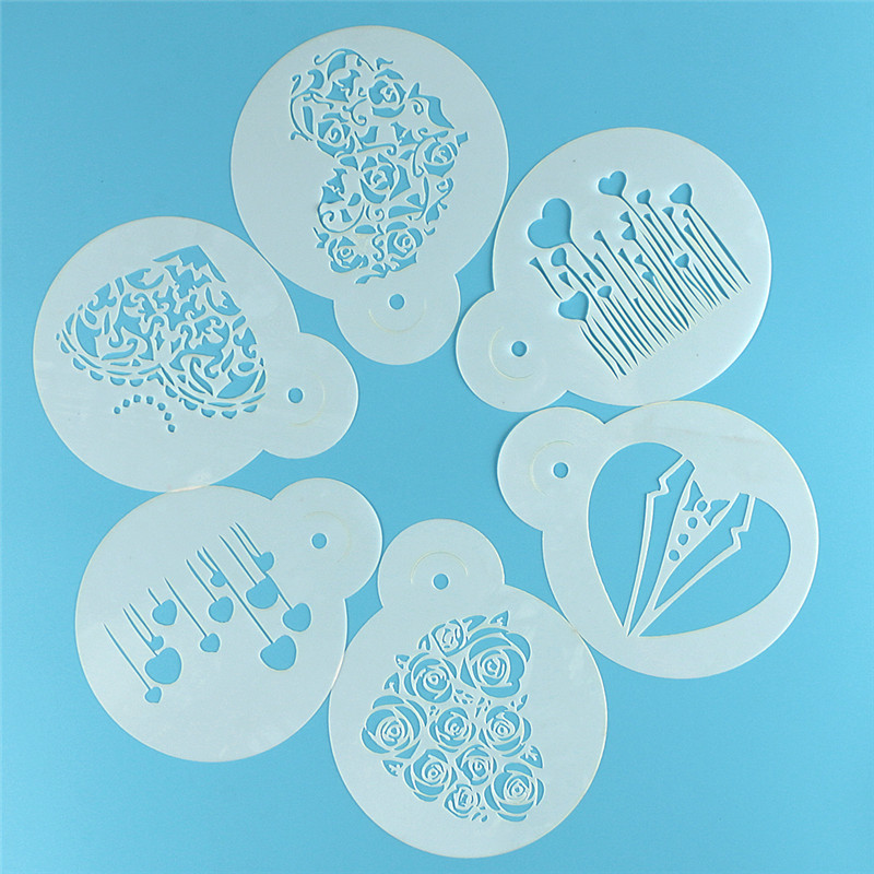 Aomily 6 buah/Set Hari Valenti - Coffee Stencil Art ulasan dan harga