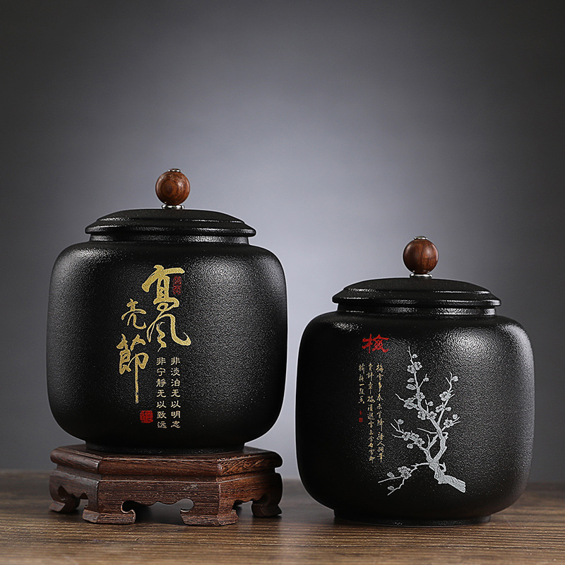 Keramik Hitam Kaleng Teh Terse - Coffee Tea Font ulasan dan harga