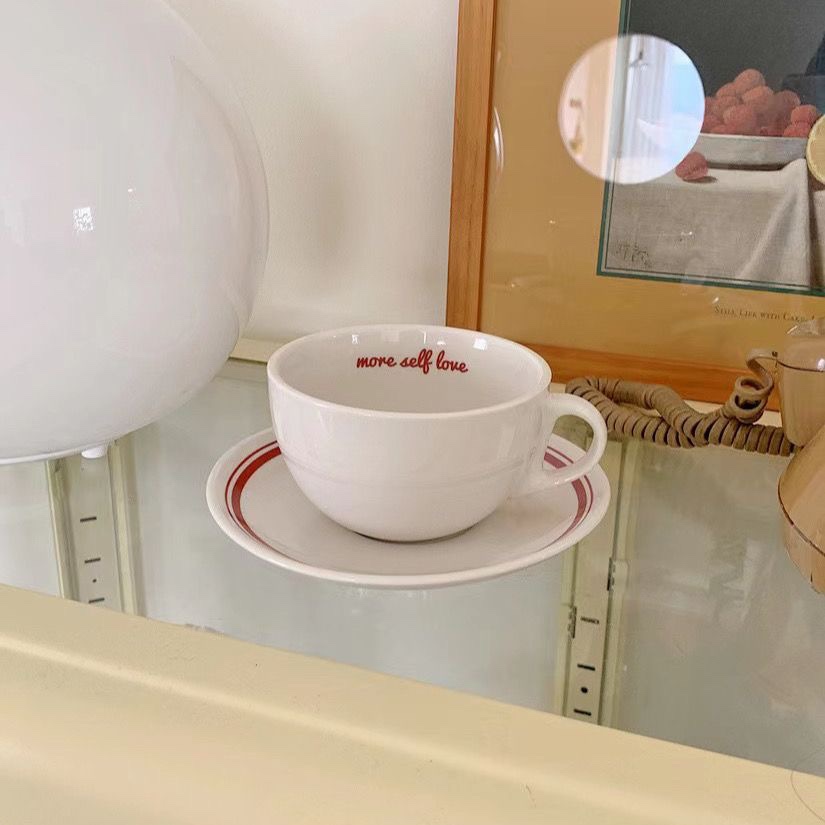 Set cangkir kopi huruf Korea,  - Espresso Cup Saucer ulasan dan harga