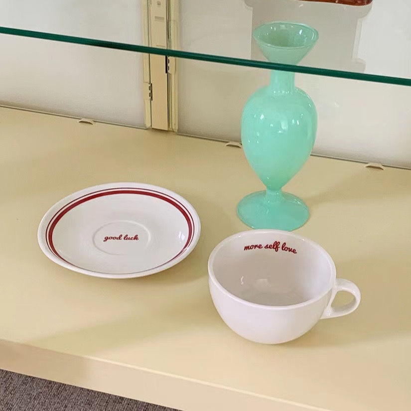 Set cangkir kopi huruf Korea,  - Espresso Cup Saucer ulasan dan harga