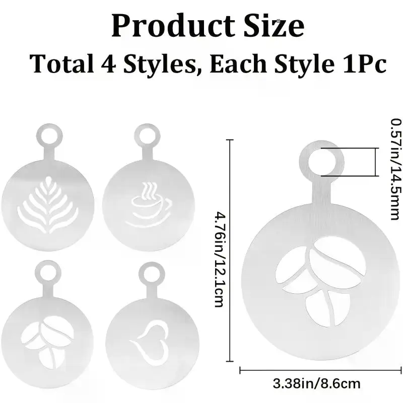 4 Buah/Set Stensil Kopi Baja T - Coffee Stencil Art ulasan dan harga