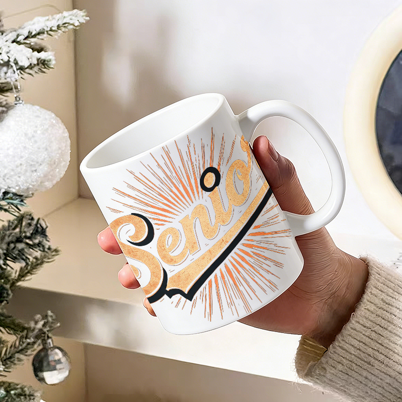 Mug Keramik 'Senior' Motif Sin - Coffee Tea Font ulasan dan harga