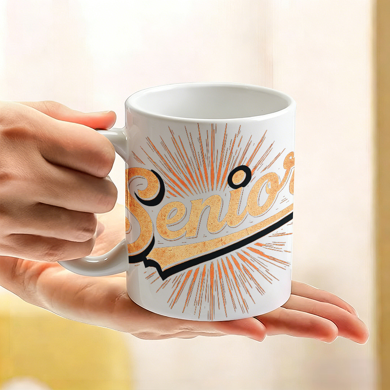 Mug Keramik 'Senior' Motif Sin - Coffee Tea Font ulasan dan harga