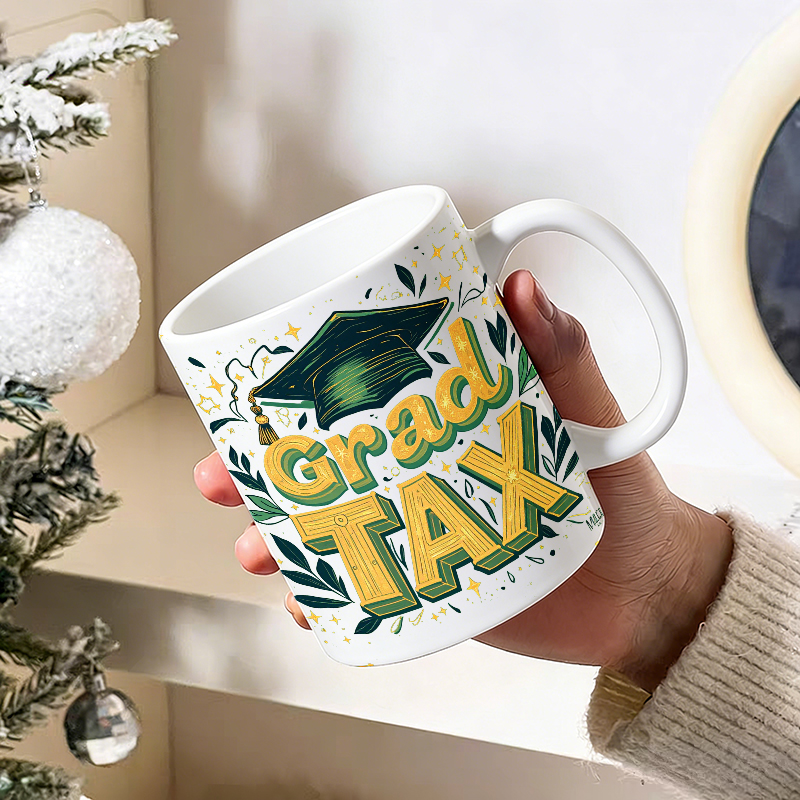 Mug Keramik 'Grad TAX' dengan  - Coffee Tea Font ulasan dan harga