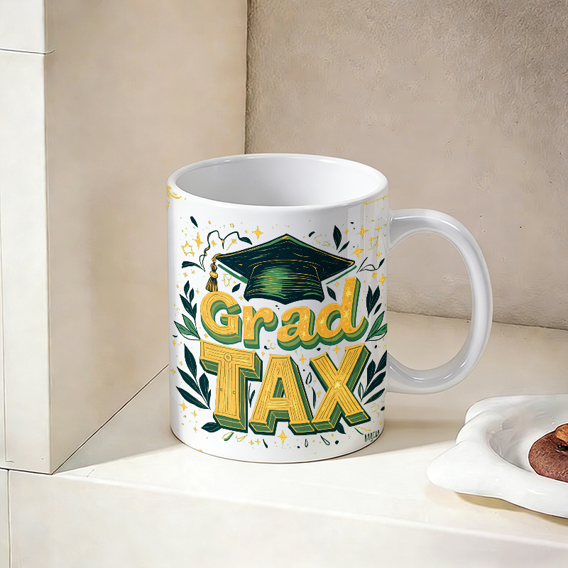 Mug Keramik 'Grad TAX' dengan  - Coffee Tea Font ulasan dan harga