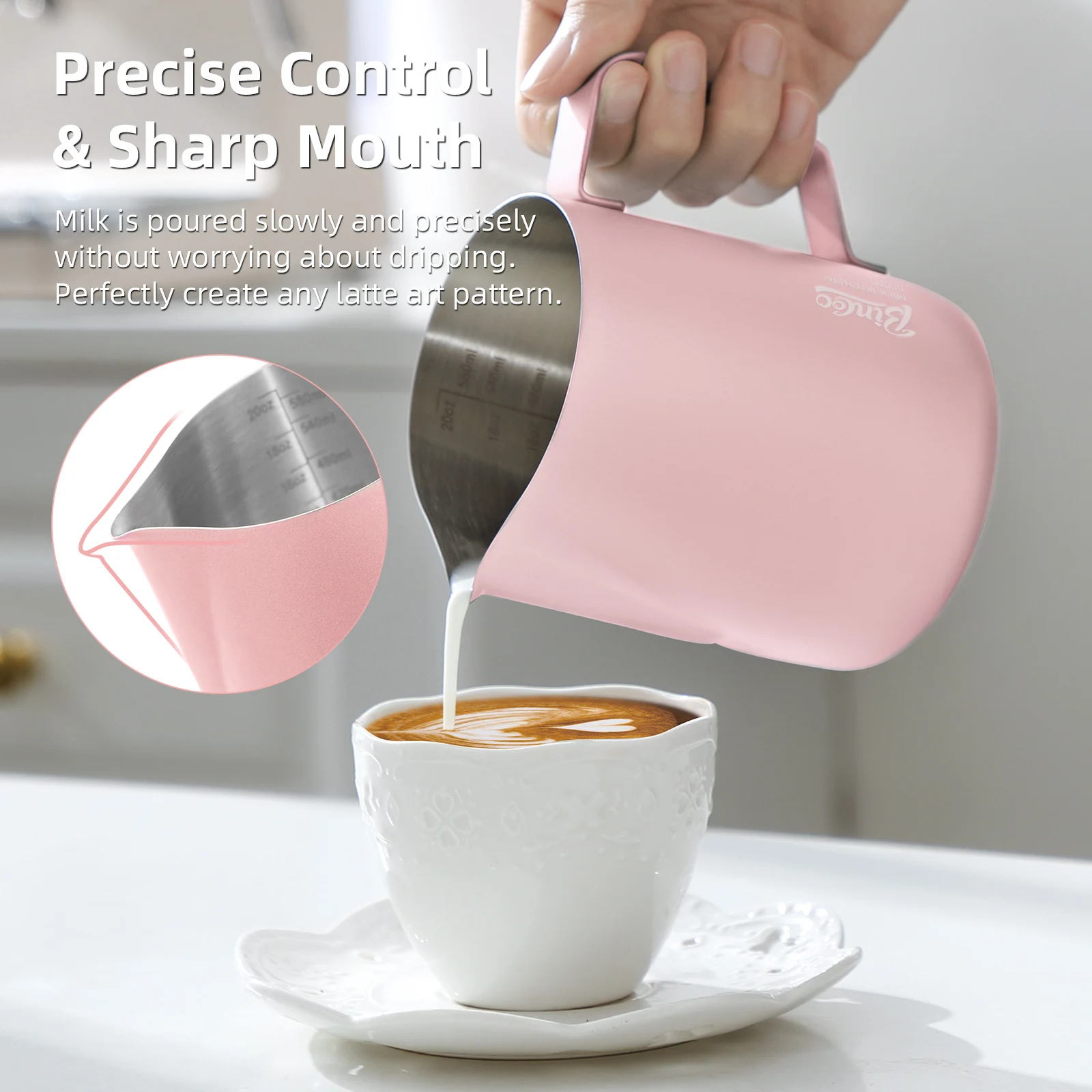 BINCOO 350/600ML Kendi Teko Bu - Barista Milk Jug ulasan dan harga
